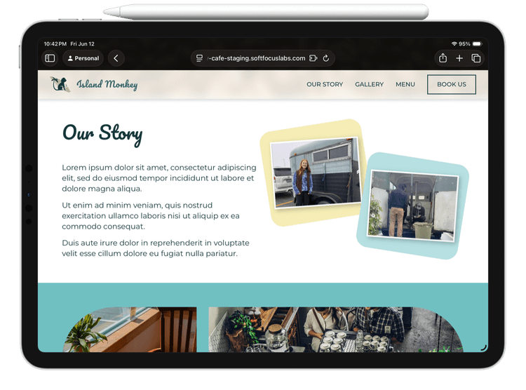 iPad showing a website design